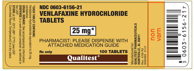 This is an image of the 25mg 100ct Venlafaxine HCL label.