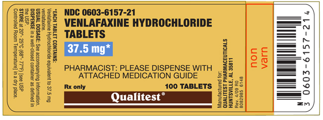 This is an image of the 37.5mg 100ct Venlafaxine HCL label.