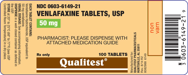 This is an image of the 50 mg 100 count Venlafaxine Tablets, USP.