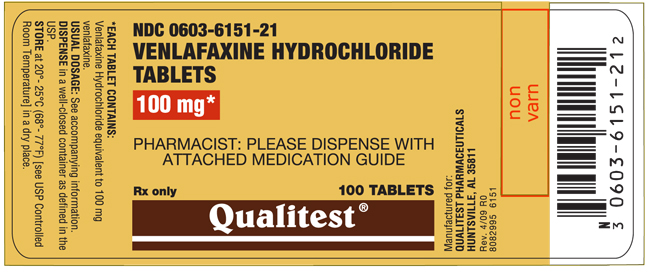 This is an image of the 100mg 100ct Venlafaxine HCL label.
