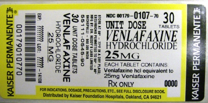 Venlafaxine Hydrochloride Tablets 25 mg - container label