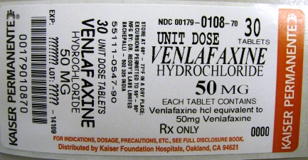 Venlafaxine Hydrochloride Tablets 50 mg - container label