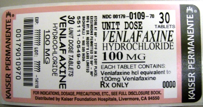  Venlafaxine Hydrochloride Tablets 100 mg - carton label