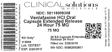 Venlafaxine HCl ER Caps 75mg 30 count blister card