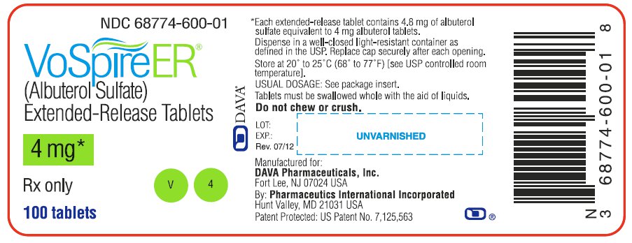 Principle Display Panel - VoSpire ER® 4 mg Extended-Release Tablets 100 ct bottle