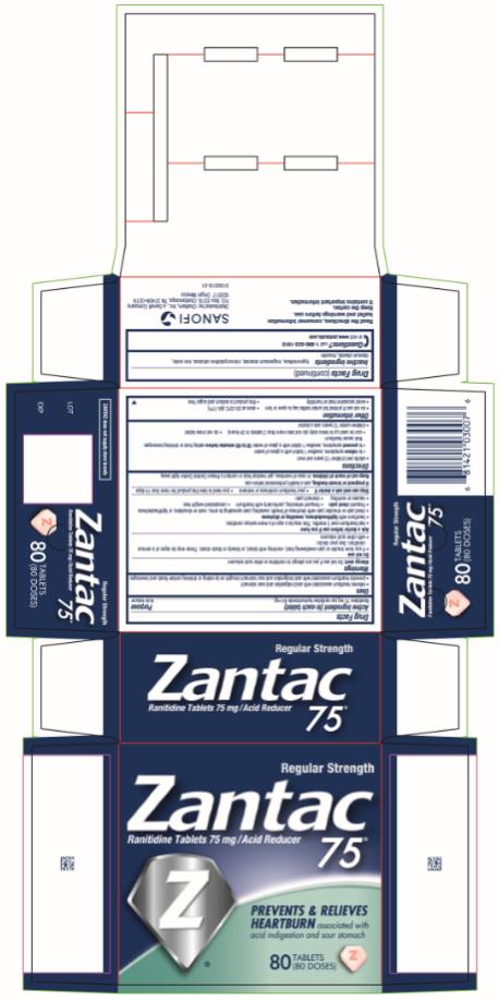 PRINCIPAL DISPLAY PANEL
Regular Strength
Zantac
75
Ranitidine 75 mg/ Acid reducer
80 TABLETS (80 DOSES)
