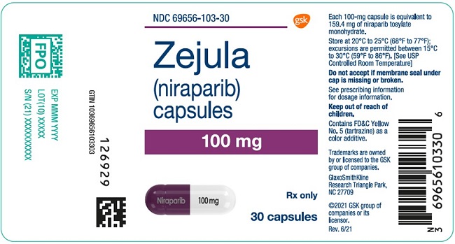 Zejula 100 mg 30 count label