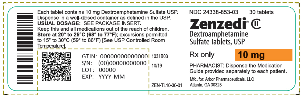 PRINCIPAL DISPLAY PANEL - 10 mg Tablet Bottle Label - 24338-853-03