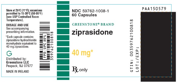 PRINCIPAL DISPLAY PANEL - 40 mg Capsule Bottle Label - 59762-1008