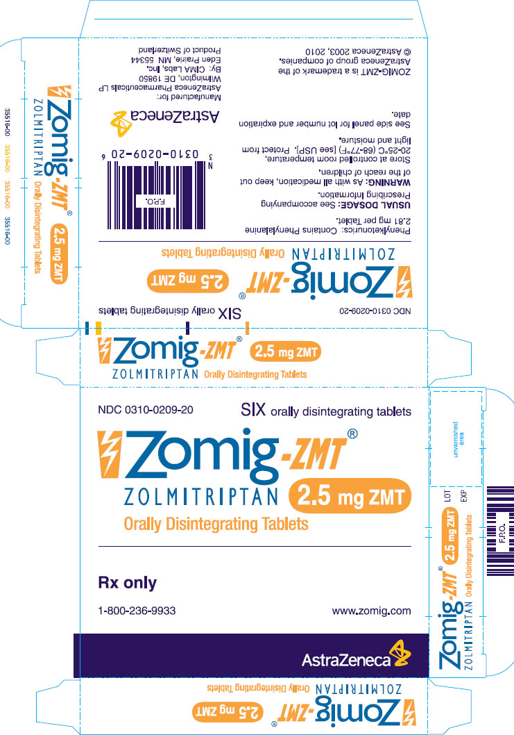 Zomig ZMT 2.5mg - 6 tablet count carton