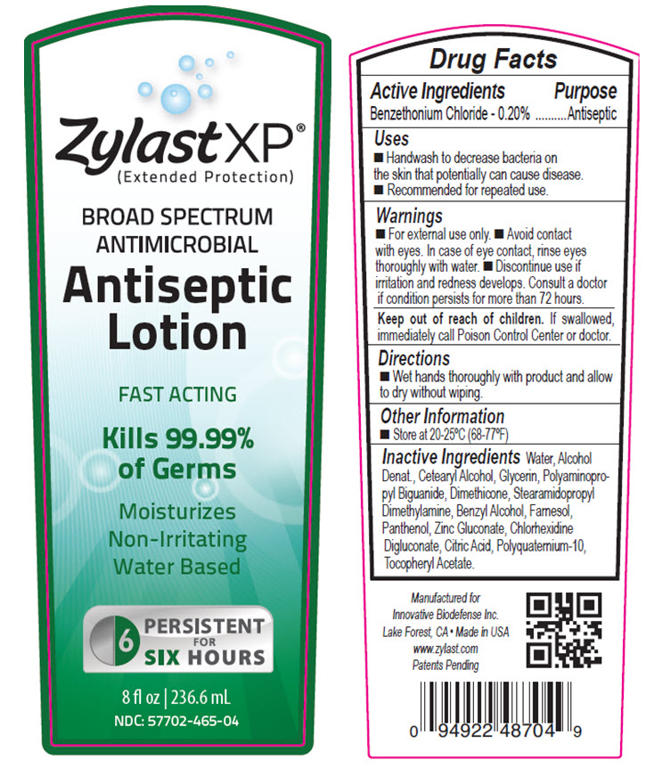 NDC 57702-465-04 Zylast XP Extended Protection Broad Spectrum Antimicrobial Antiseptic 8 fl oz. 236.6 mL