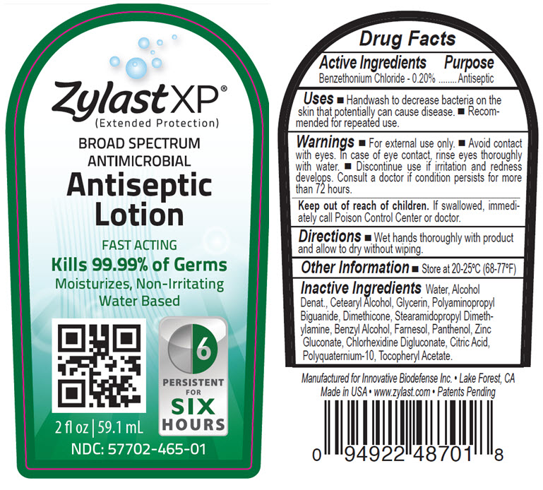 NDC 57702-465-01 Zylast XP Extended Protection Broad Spectrum Antimicrobial Antiseptic 2 fl oz 59.1 mL