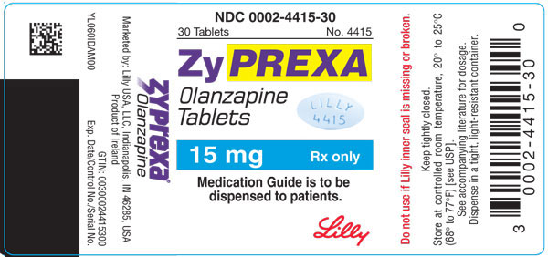 PACKAGE LABEL - ZYPREXA 15 mg tablet, bottle of 30
