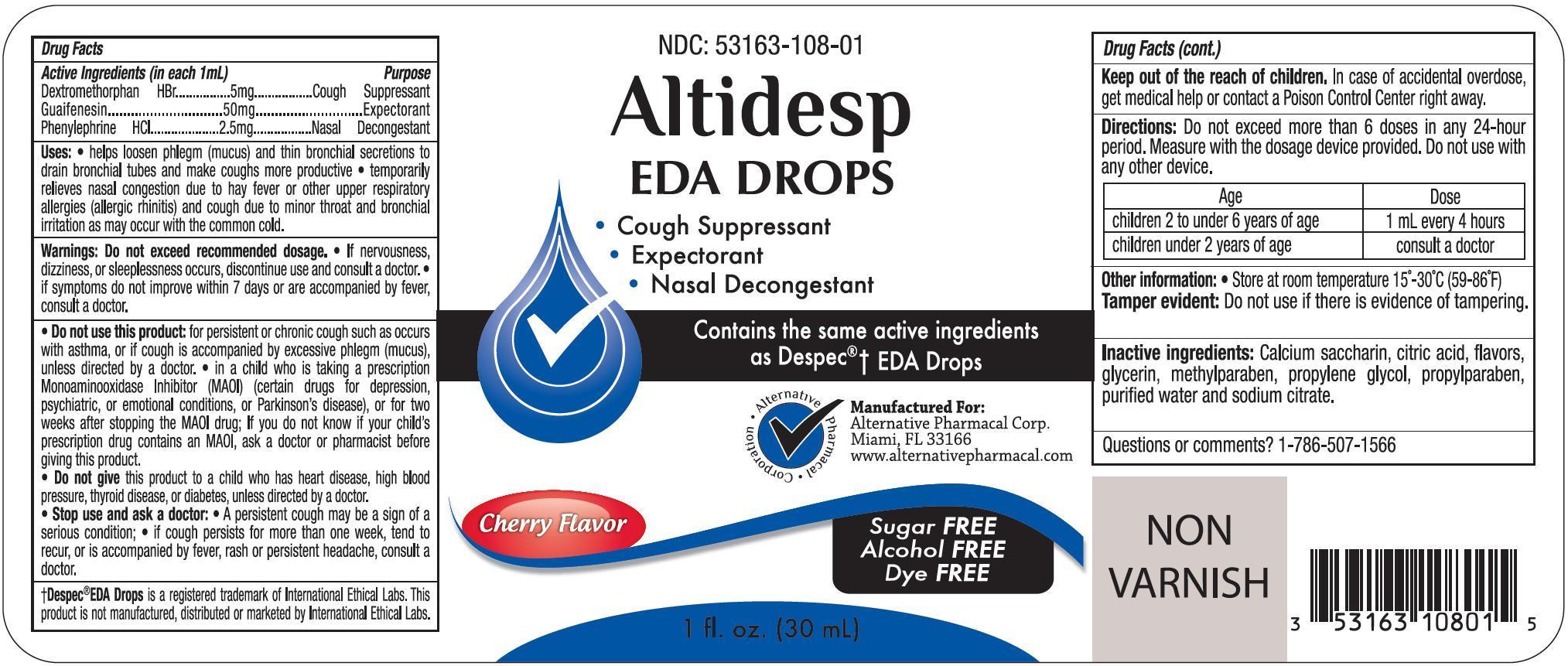 Altidesp (Dextromethorphan Hbr, Guaifenesin, Phenylephrine Hcl) Solution/ Drops [Alternative Pharmacal Corporation]