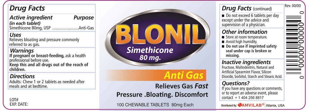 Blonil (Simethicone) Tablet, Chewable [Amvilab Llc]