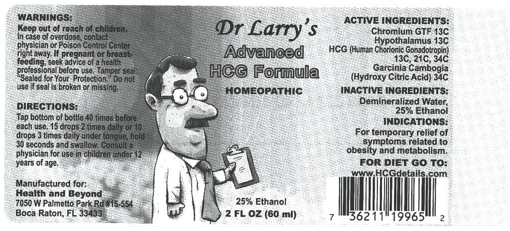 Dr L Advanced Hcg Formula (Chromium Gtf, Hypothalamus, Human Chorionic Gonadotropin, Garcinia Cambogia, ) Liquid [Apotheca Company]
