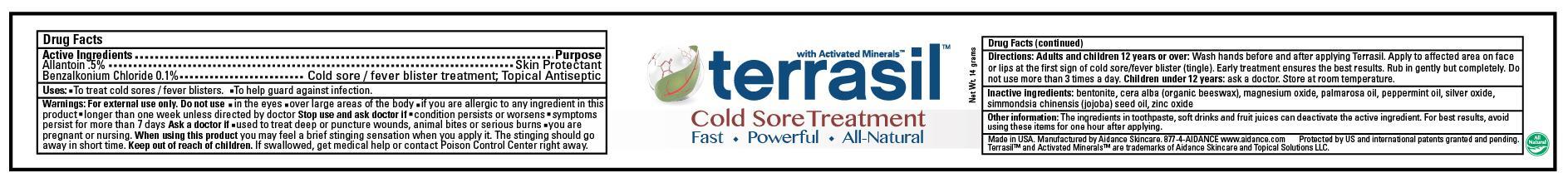 Terrasil Cold Sore Treatment (Allantoin, Benzalkonium Chloride) Ointment [Aidance Skincare & Topical Solutions, Llc]