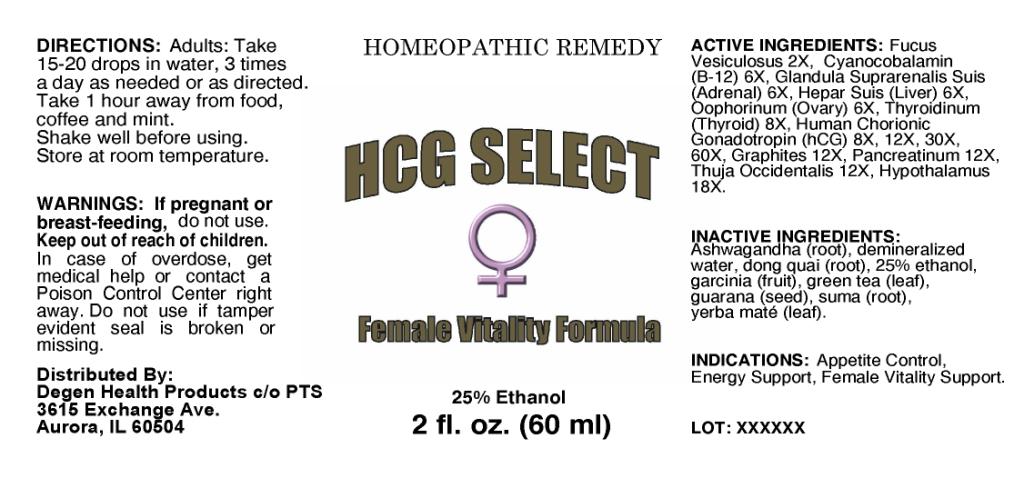 Hcg Select Female Vitality Formula (Fucus Vesiculosus, Cyanocobalamin, Glandula Suprarenalis Suis, Hepar Suis, Oophorinum, Human Chorionic Gonadotropin,) Liquid [Apotheca Company]