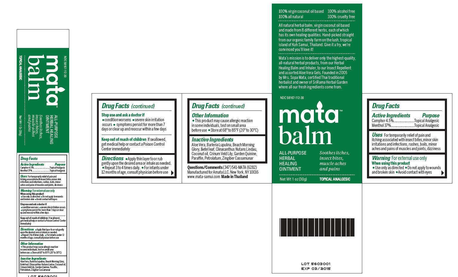 Mata Balm (Camphor, Menthol) Ointment [Amata Llc]