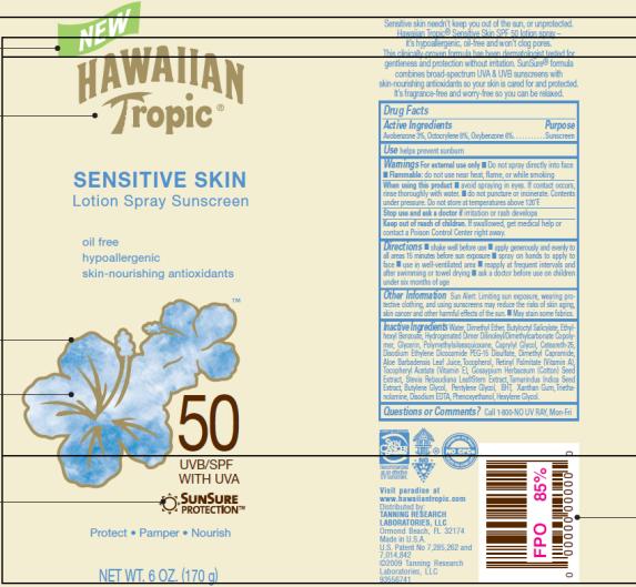 New Hawaiian Tropic Sensitive Skin Lotion Sunscreen (Avobenzone And Octocrylene And Oxybenzone) Spray [Accra-pac, Inc.]