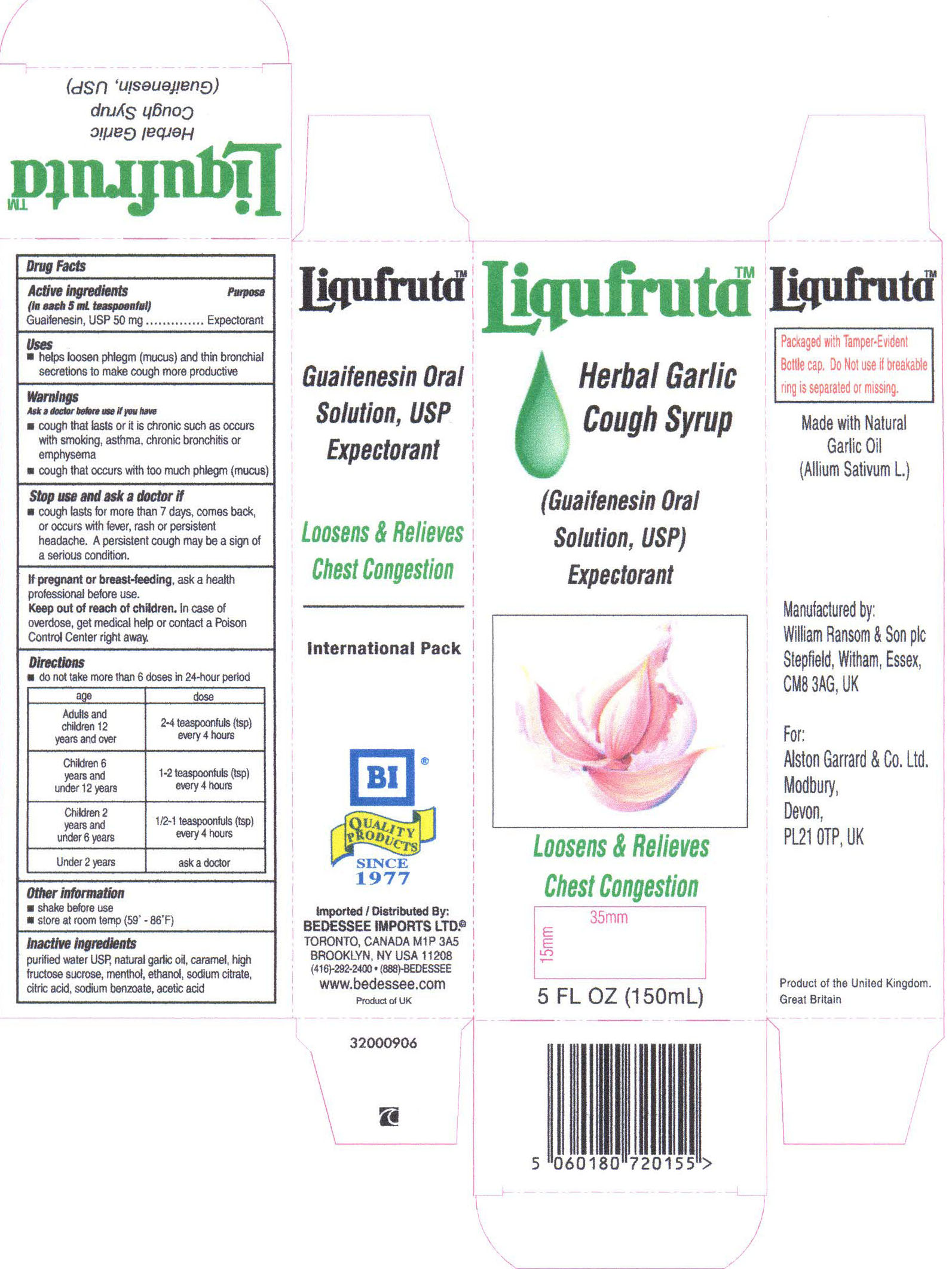 Liqufruta (Guaifenesin) Syrup [Alston Garrard & Co]