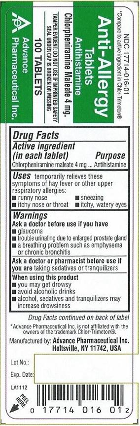 Anti Allergy (Chlorpheniramine Maleate) Tablet [Advance Pharmaceutical Inc.]