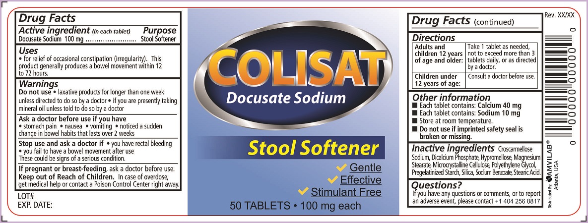 Colistat (Docusate Sodium) Tablet, Film Coated [Amvilab Llc]