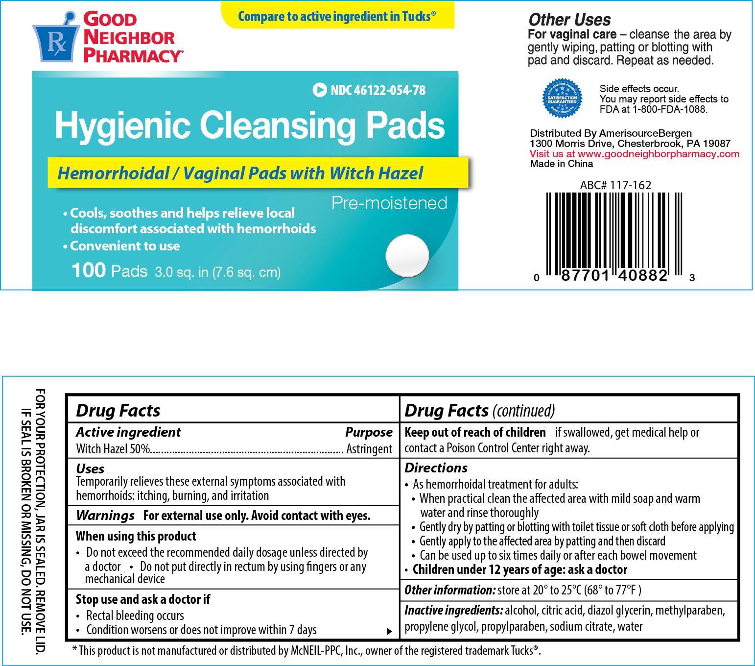 Gnp Hygienic Cleansing Pads (Witch Hazel) Solution [Amerisource Bergen]