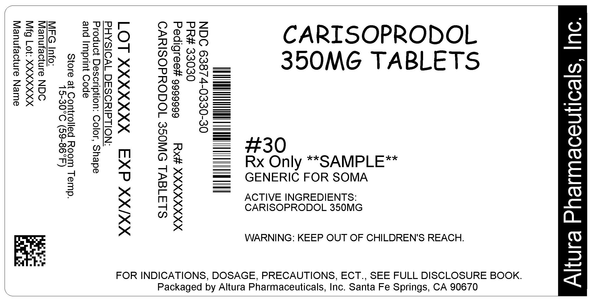 Carisoprodol (Carisoprodol Tablets) Tablet [Altura Pharmaceuticals, Inc.]