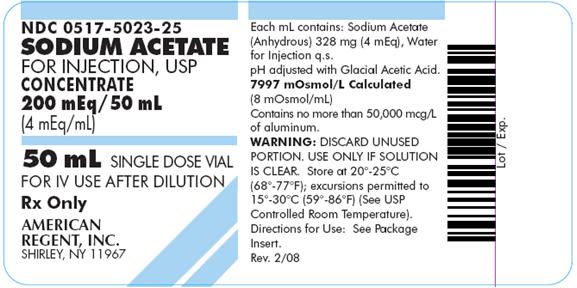 Sodum Acetate (Sodium Acetate) Injection, Solution, Concentrate [American Regent, Inc.]