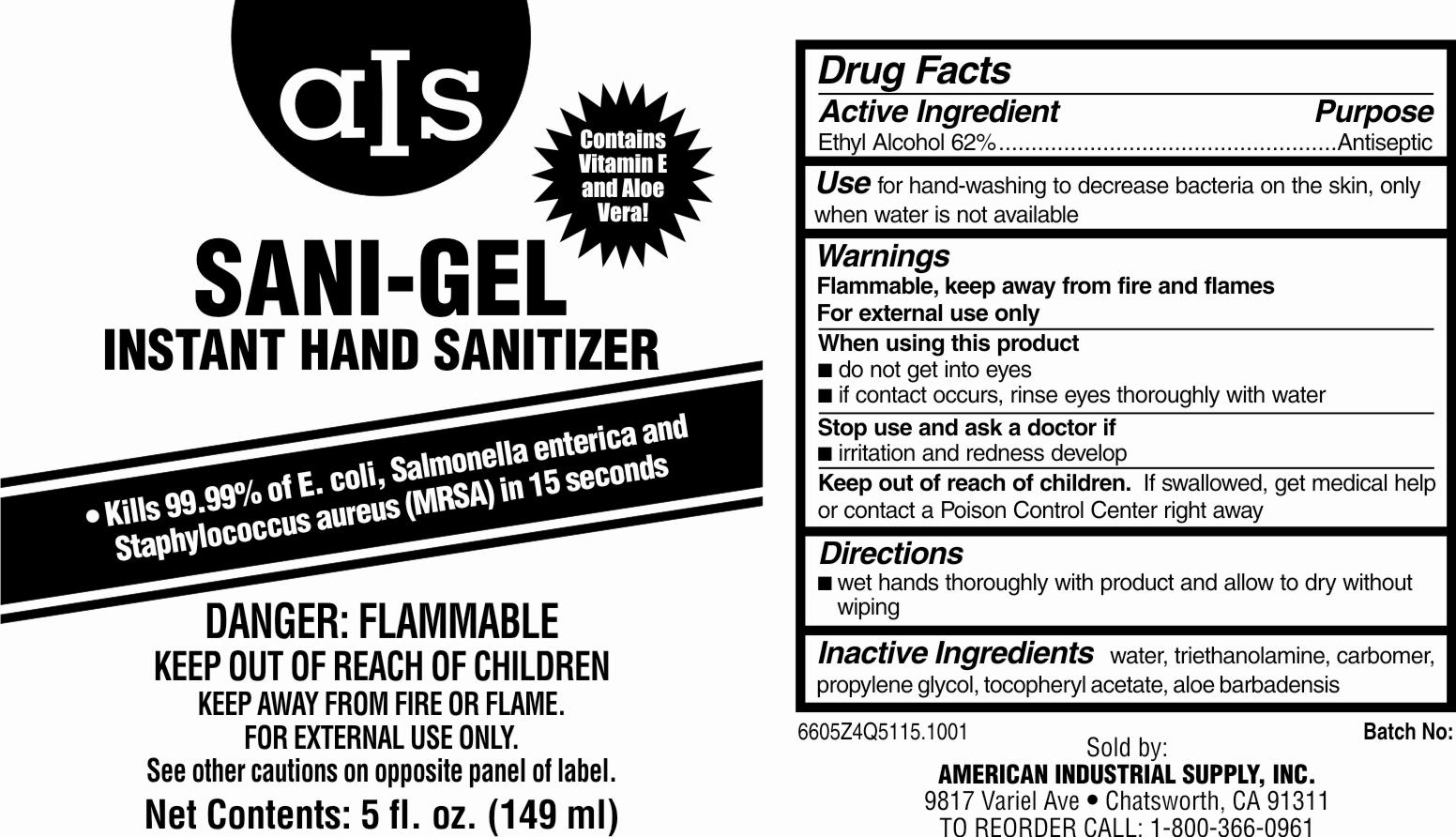 Sani-gel (Alcohol) Gel [American Industrial Supply, Inc.]