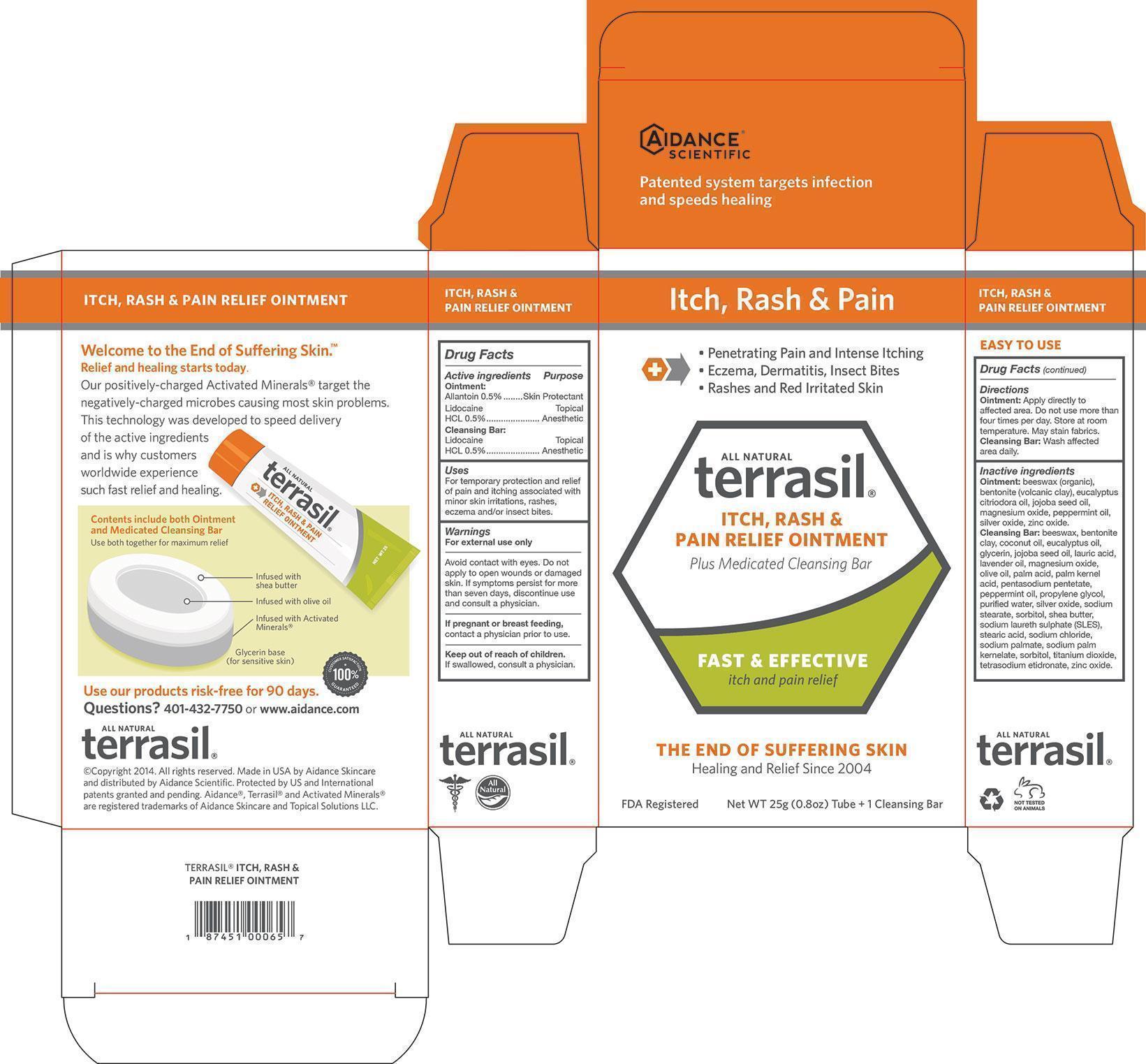Terrasil Itch, Rash And Pain Relief (Allantoin, Lidocaine) Kit [Aidance Skincare & Topical Solutions, Llc]