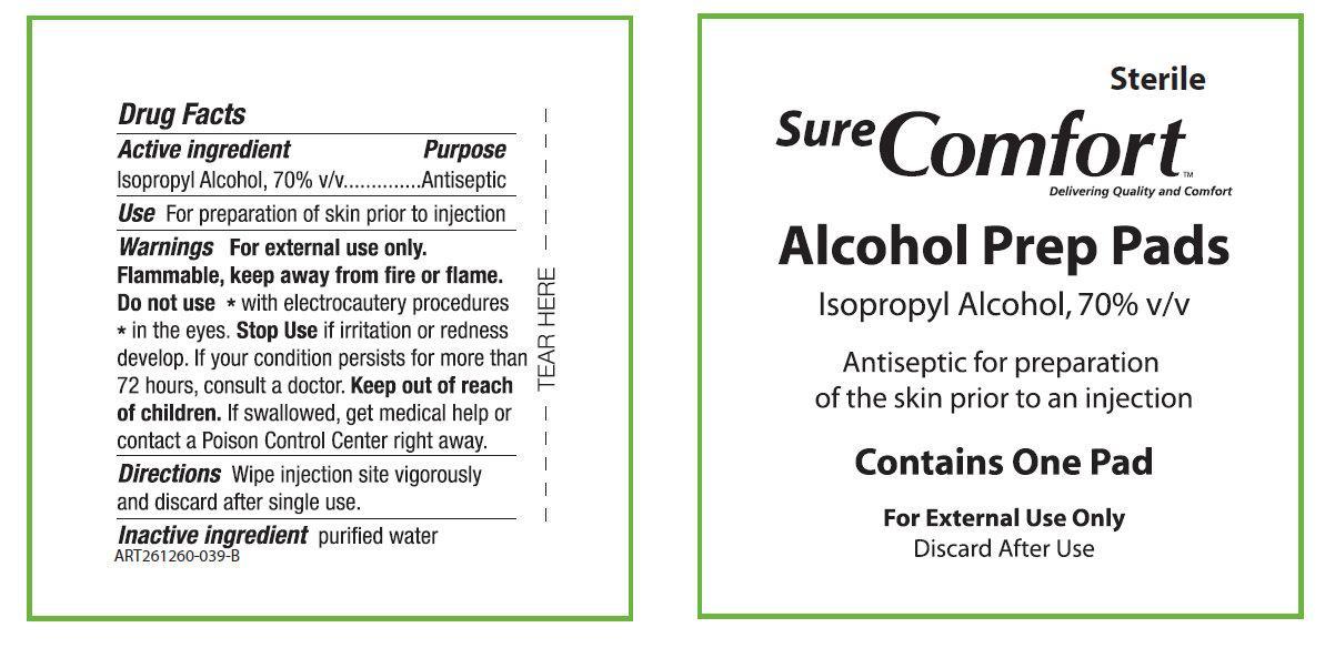 Sure Comfort Alcohol Prep Pads (Isopropyl Alcohol) Liquid [Allison Medical Inc.]