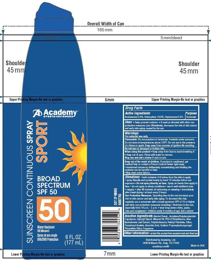 Academy Continuous Sport Spf 50 (Avobenzone, Octocrylene, Oxybenzone) Spray [Academy, Ltd]