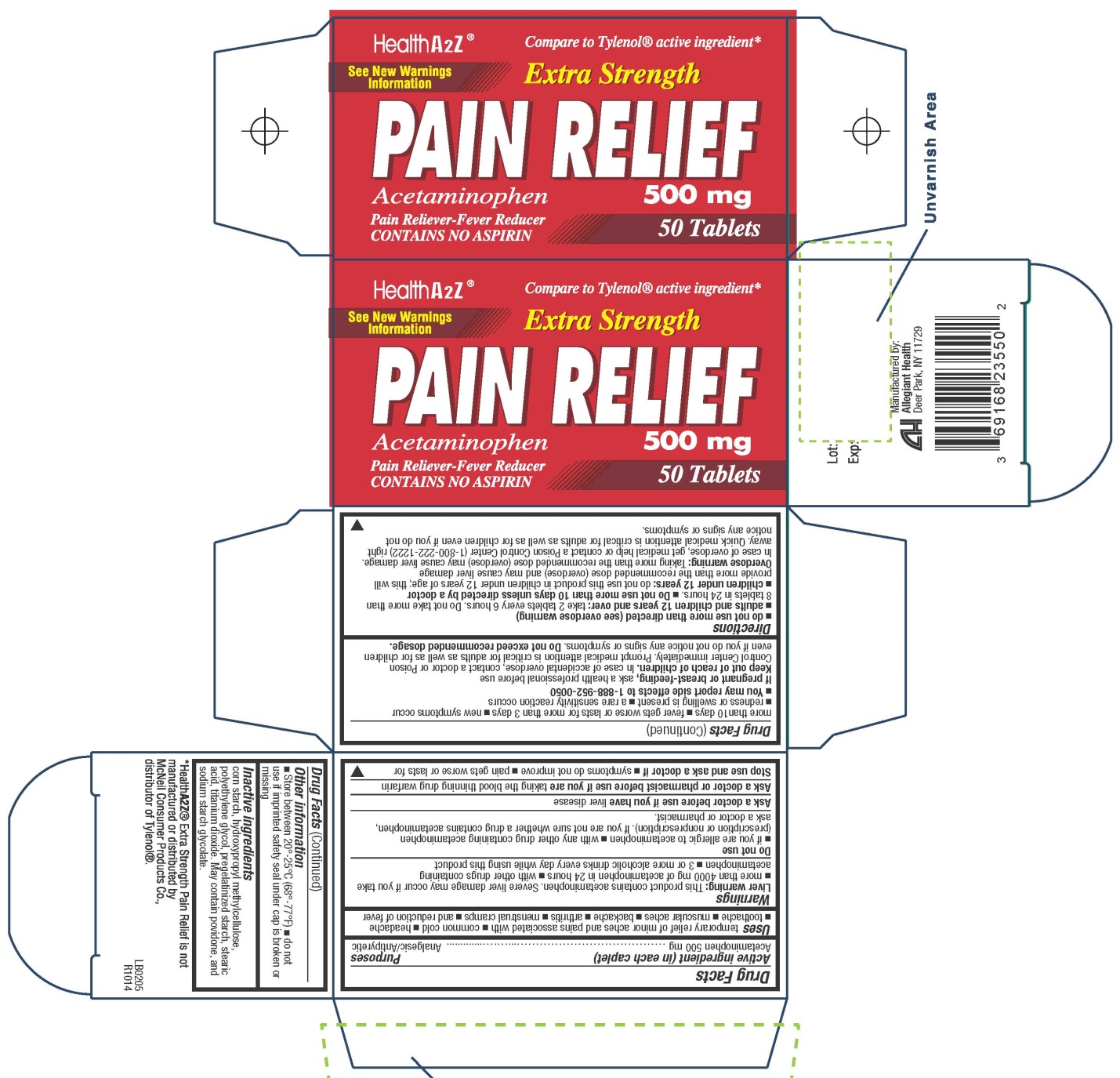 Pain Relief Extra Strength (Acetaminophen 500 Mg) Tablet [Allegiant Health]