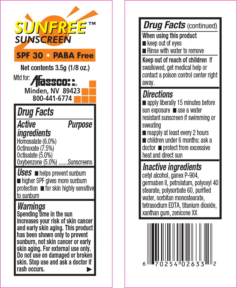 Sunfree Sunscreen (Homosalate, Octinoxate, Octisalate, Oxybenzone) Lotion [Afassco]
