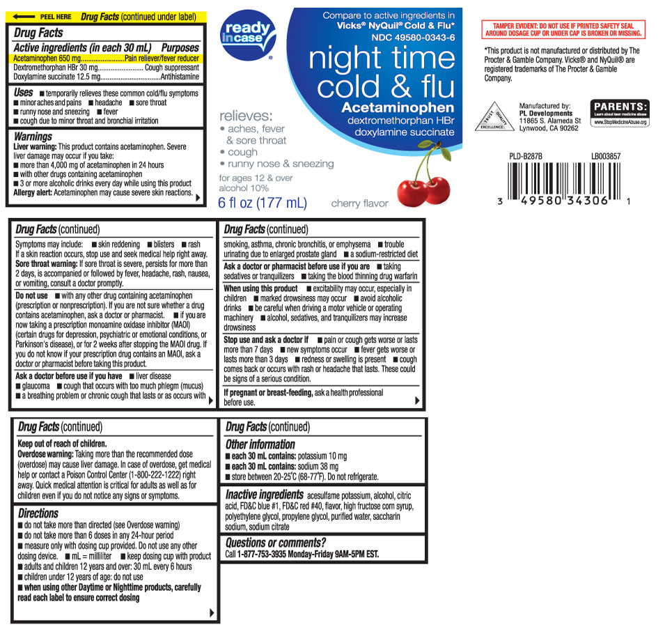 Night Time Cold And Flu Readyincase (Acetaminophen, Dextromethorphan Hydrobromide, Doxylamine Succinate) Liquid [Aaron Industries Inc.]