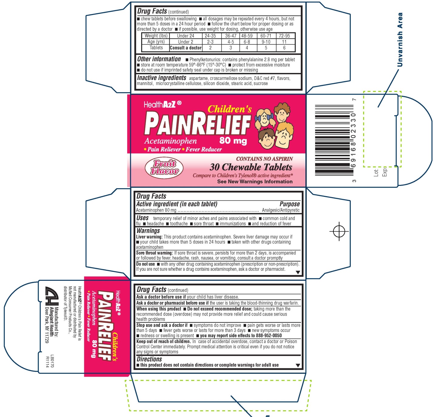 Childrens Pain Relief (Acetaminophen 80 Mg) Tablet [Allegiant Health]