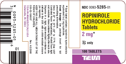 Ropinirole Hydrochloride Tablets 2 mg 100s Label