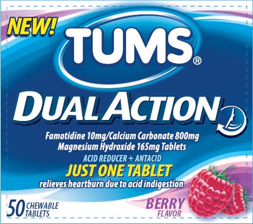 Tums Dual Action 50 tablet carton