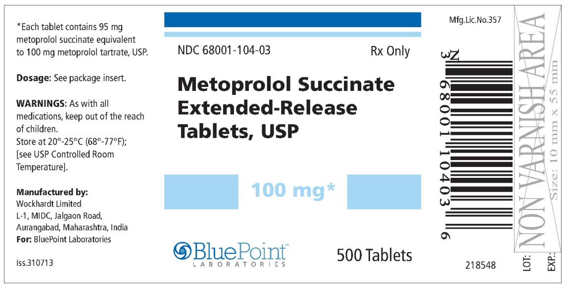 Metoprolol Succinate ER Tablets, USP 100mg 500ct