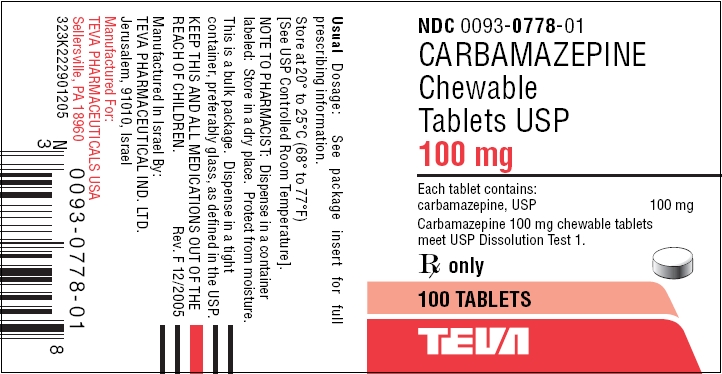 Image of Carbamazepine Chewable Tablets 100 mg Label