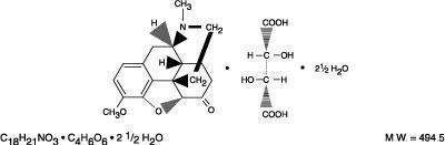 This is an image of the structural formula of Hydrocodone bitartrate.