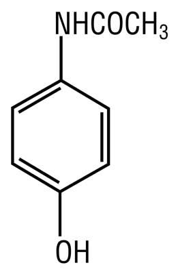 Chemical structure for acetaminophen.