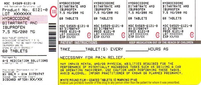 This is an image of the label for 7.5 mg/200 mg Hydrocodone Bitartrate and Ibuprofen Tablets.