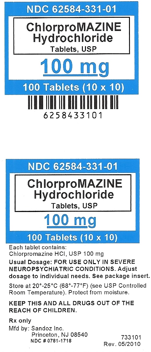 Chlorpromazine Hydrochloride 100 mg label