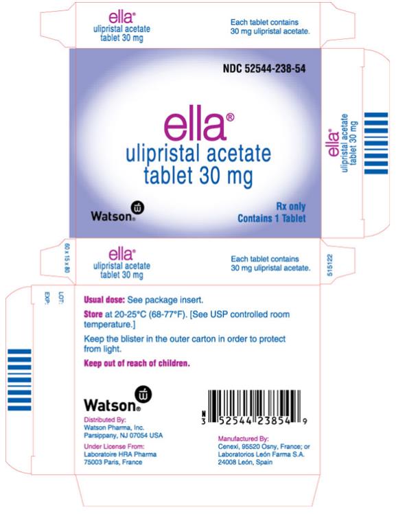 ella® (ulipristal acetate) tablet 30 mg
NDC 52544-238-54
Carton x 1 tablet
