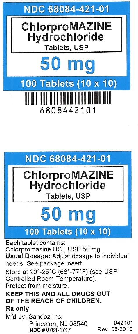 Chlorpromazine Hydrochloride 50 mg label