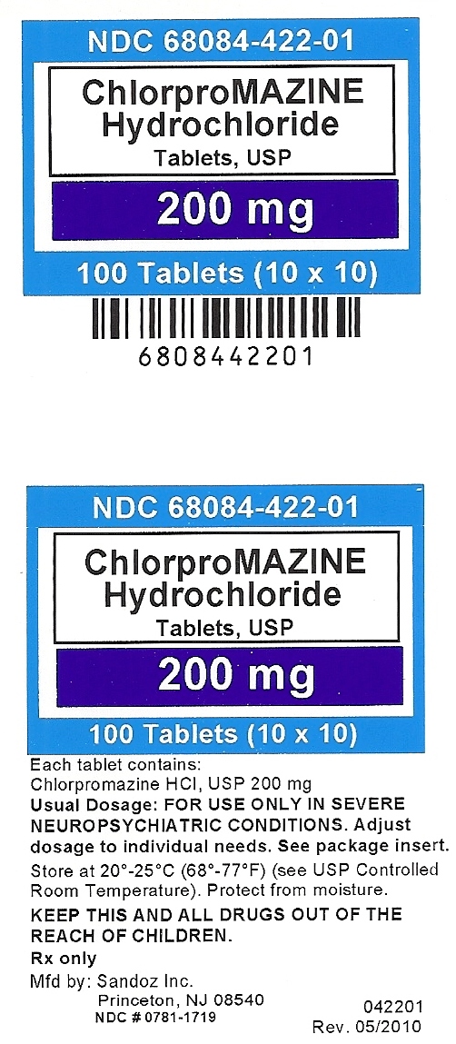 Chlorpromazine Hydrochloride 200 mg label