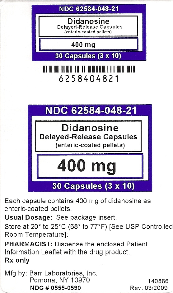 Didanosine Delayed-Release Capsules (enteric-coated pellets) 400 mg label